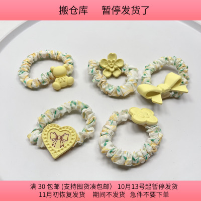 O47黄色小花肠圈  5根 diy手工材料配件满30包邮