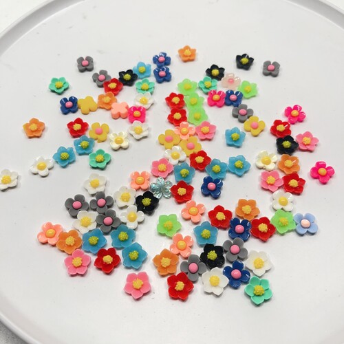 R39约1.2CM树脂花混发 90-100个 diy手工材料配件满30包邮