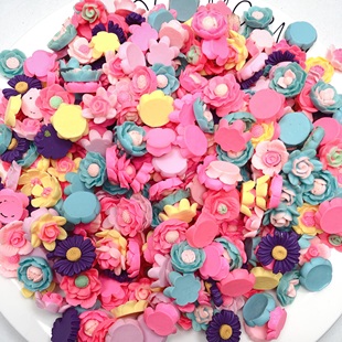 J74约2CM树脂花贴片混发一斤400个轻微粘手diy手工材料满30 包邮