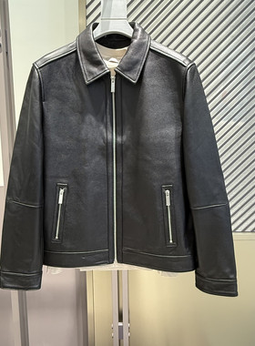 G家男装秋冬新款荔枝纹翻领夹克羊皮真皮皮衣外套G25X124008/000