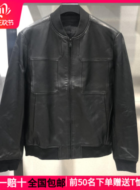 G家男装秋冬新款黑色绵羊皮棒球领真皮皮衣夹克外套GED11220684潮
