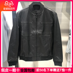 G家男装秋冬新款黑色绵羊皮棒球领真皮皮衣夹克外套GED11220684潮