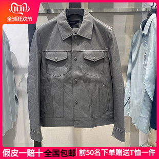 商场同款 新品 灰色羊皮翻领真皮皮衣夹克GEX11214383潮 秋季 G家男装