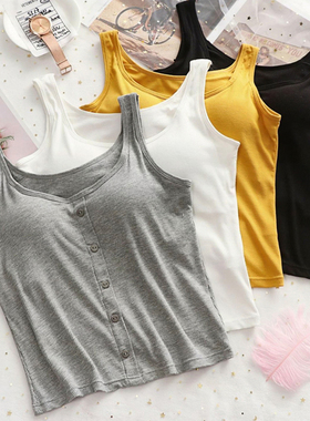 吊带背心女带胸垫一体式免穿文胸外穿夏季短款大码内搭打底上衣薄
