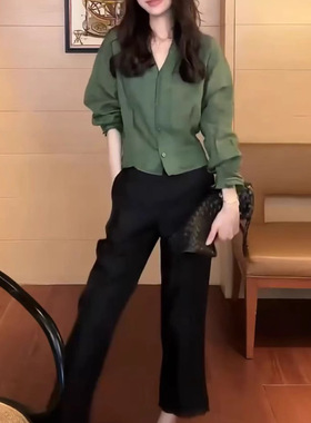 今年流行特惠25186大爱美依缘2025春季新款时尚显白V领衬衫简约
