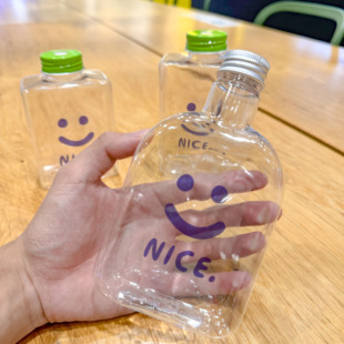 扁方果汁饮料扁瓶油柑茶塑料冷泡奶茶方形外卖果汁鲜榨瓶混果汁瓶