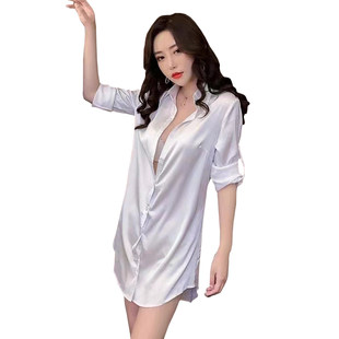 夜总会女装夜场上班衣服足浴工作服性感低胸深V领包臀衬衫连衣裙