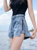 Джинсовая юбка, шорты, тонкие приталенные штаны, популярно в интернете, А-силуэт, свободный прямой крой, высокая талия