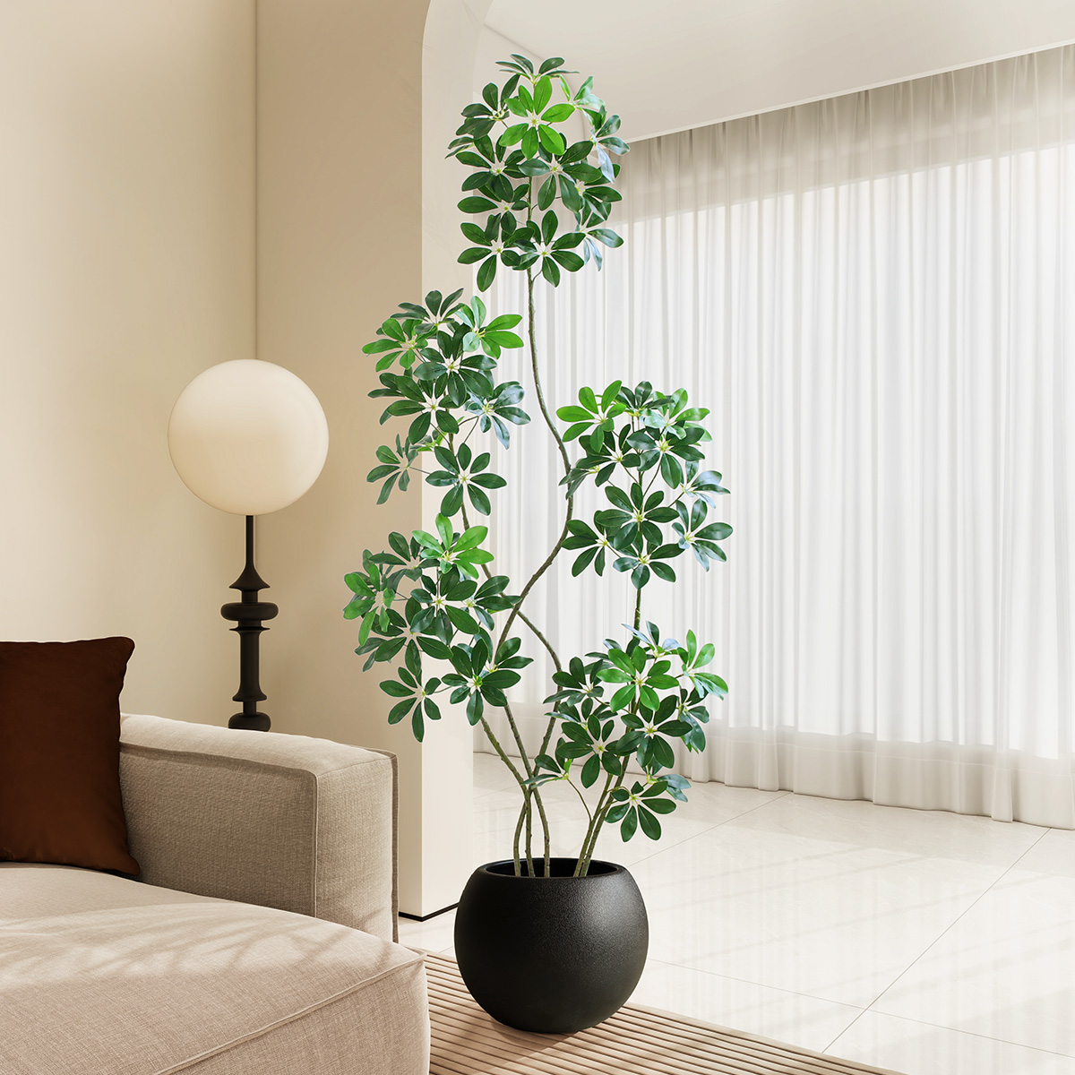 高级轻奢仿真鸭脚木假绿植盆栽