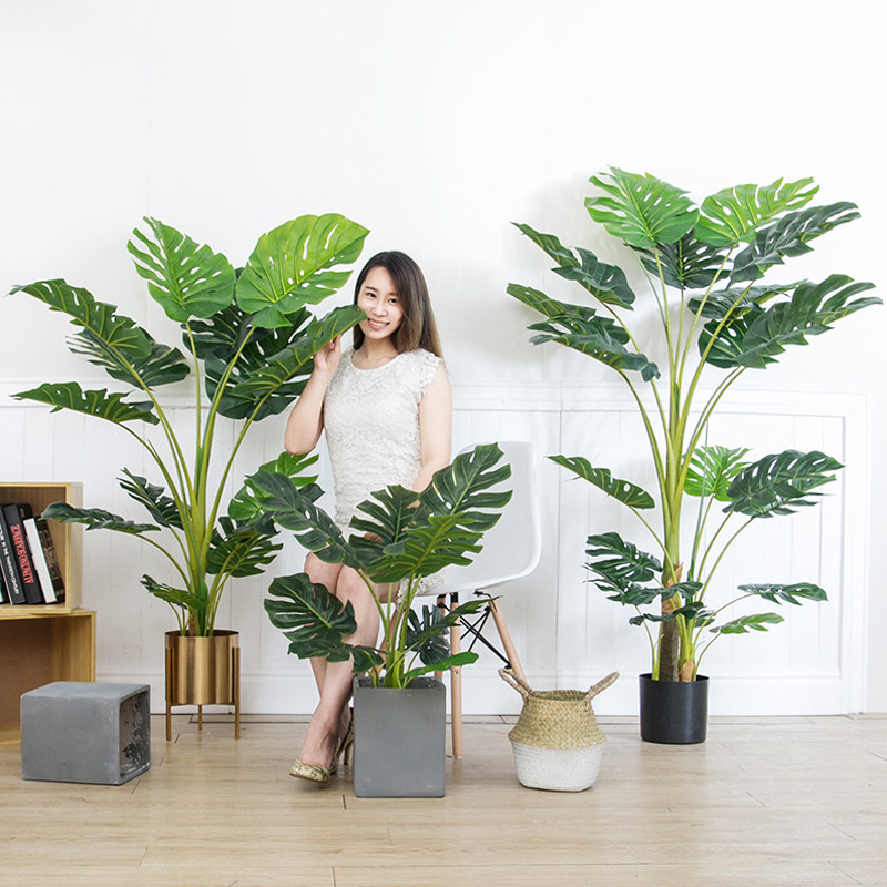 北欧仿真龟背叶植物室内假盆栽客厅大型绿植落地摆件ins植物装饰