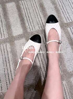 cece03/25 26-3 早秋26S芭蕾舞单鞋一字扣菱格玛丽珍