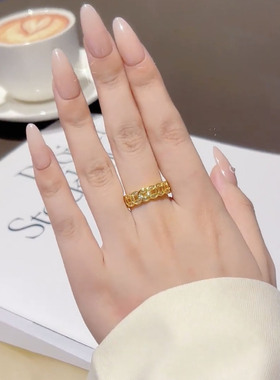 高级感金色钱多多戒指