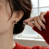 设计感红色小马耳钉女时尚 高级感马上有钱耳环轻奢本命年气质耳饰