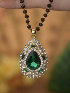 小众复古祖母绿水滴长款项链毛衣链女时尚高级感百搭秋冬衣服配饰