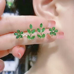 新款超仙绿叶成荫花朵耳环女设计感轻奢气质夏季时尚百搭网红耳饰