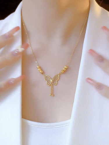 超仙气质蝴蝶流苏项链女