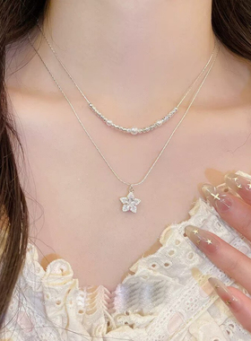 设计感双层珠珠星星项链女