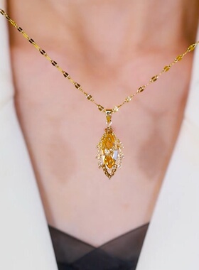 新款高级感金枝玉叶吊坠项链女轻奢气质百搭锁骨链颈链衣服配饰潮