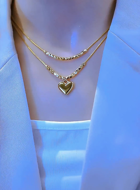 设计感转运珠爱心项链女