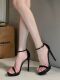 2024年新款 细跟防水台超高凉鞋 夏季 黑色性感sw一字扣带露趾高跟鞋