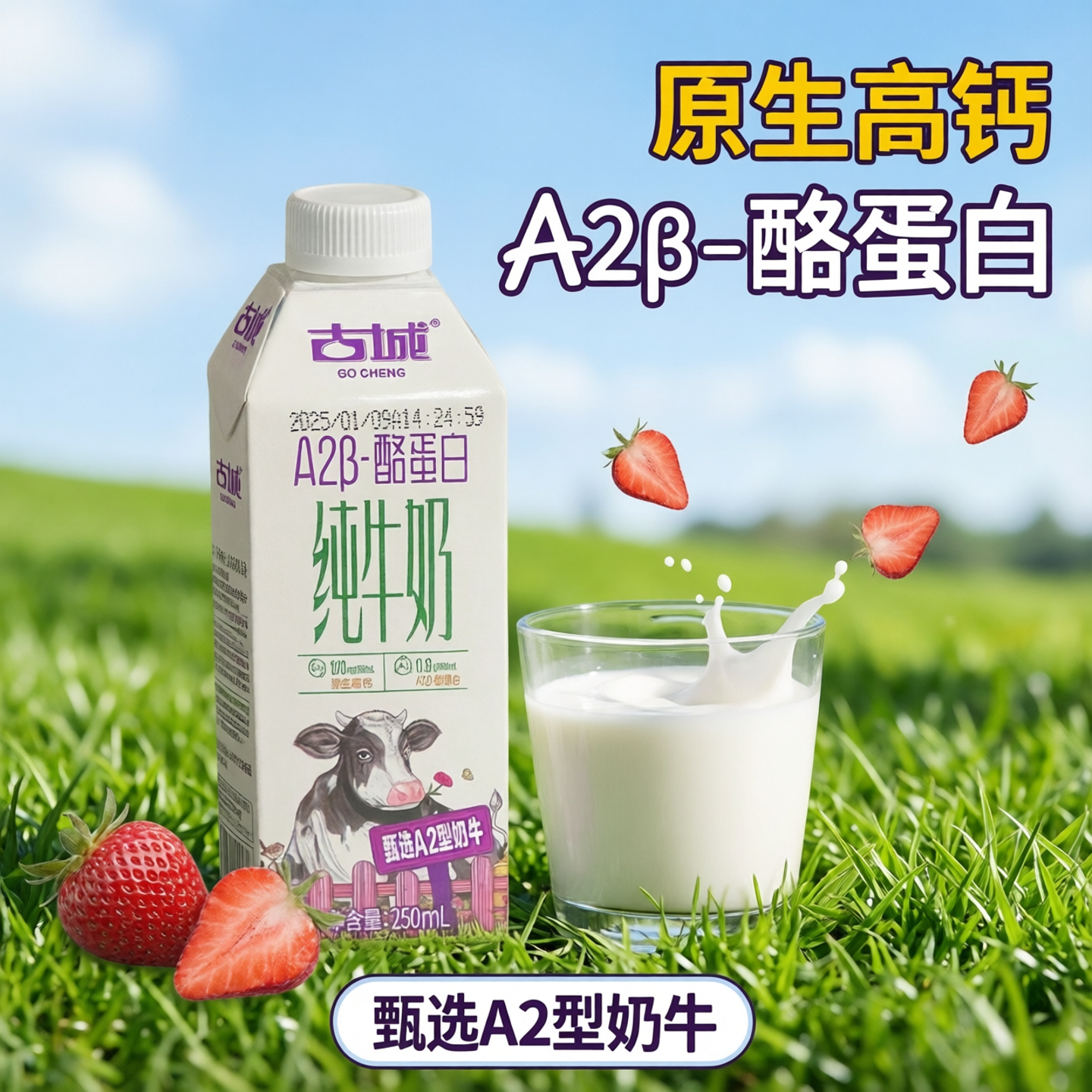 山西古城A2β酪蛋白纯牛奶原生高钙优质乳蛋白高品质全脂灭菌乳