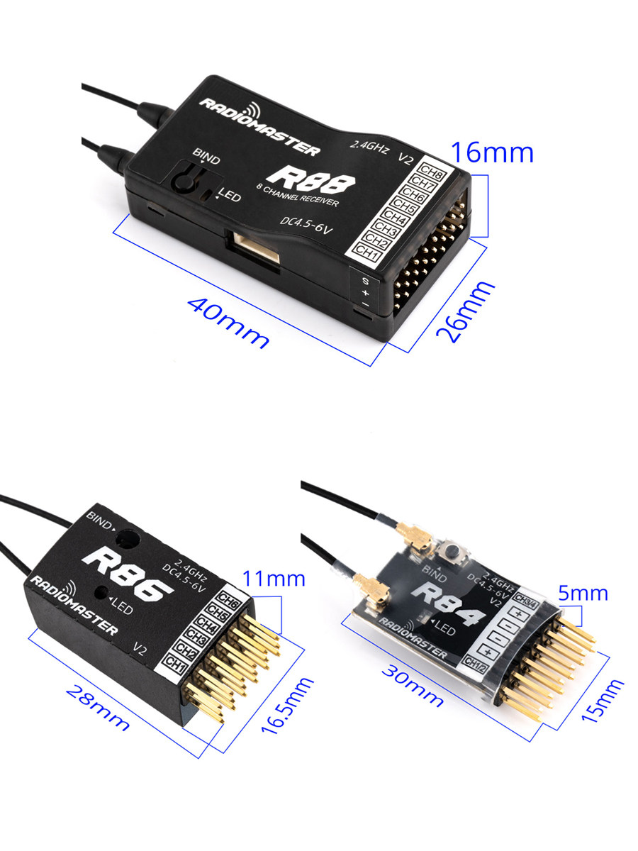 RADIOMASTER 수신기 FRSKY 고정 날개 R84 R86 R88 항공기 TX16S|TX12|TPRO