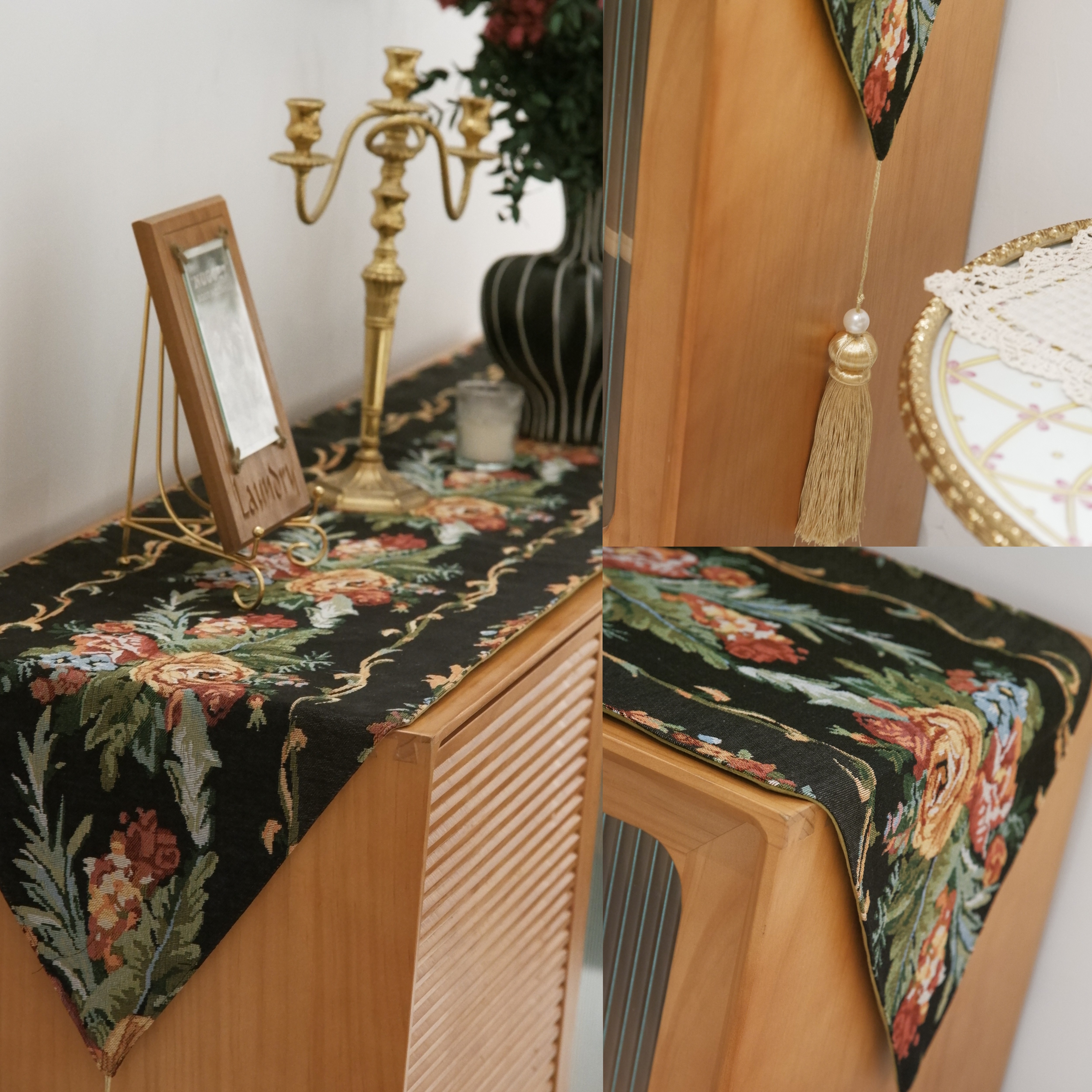 原创法式复古欧式中古风餐桌布艺电视柜床旗茶几桌旗布装饰长条巾