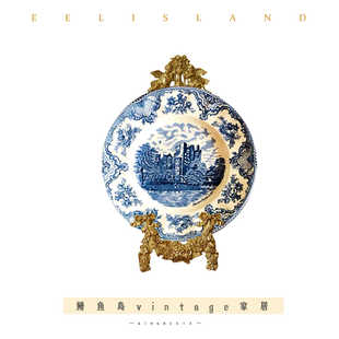 欧式复古黄铜蝴蝶结盘子杯子挂件盘架装饰架客厅家用美式创意摆件