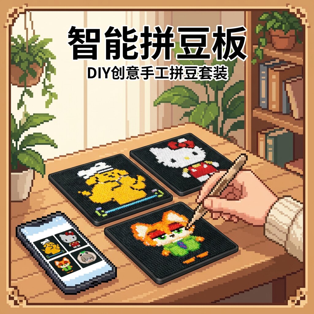 拼乐豆智能拼豆板DIY手工拼豆蓝牙APP电子拼豆板创意拼豆儿童益智
