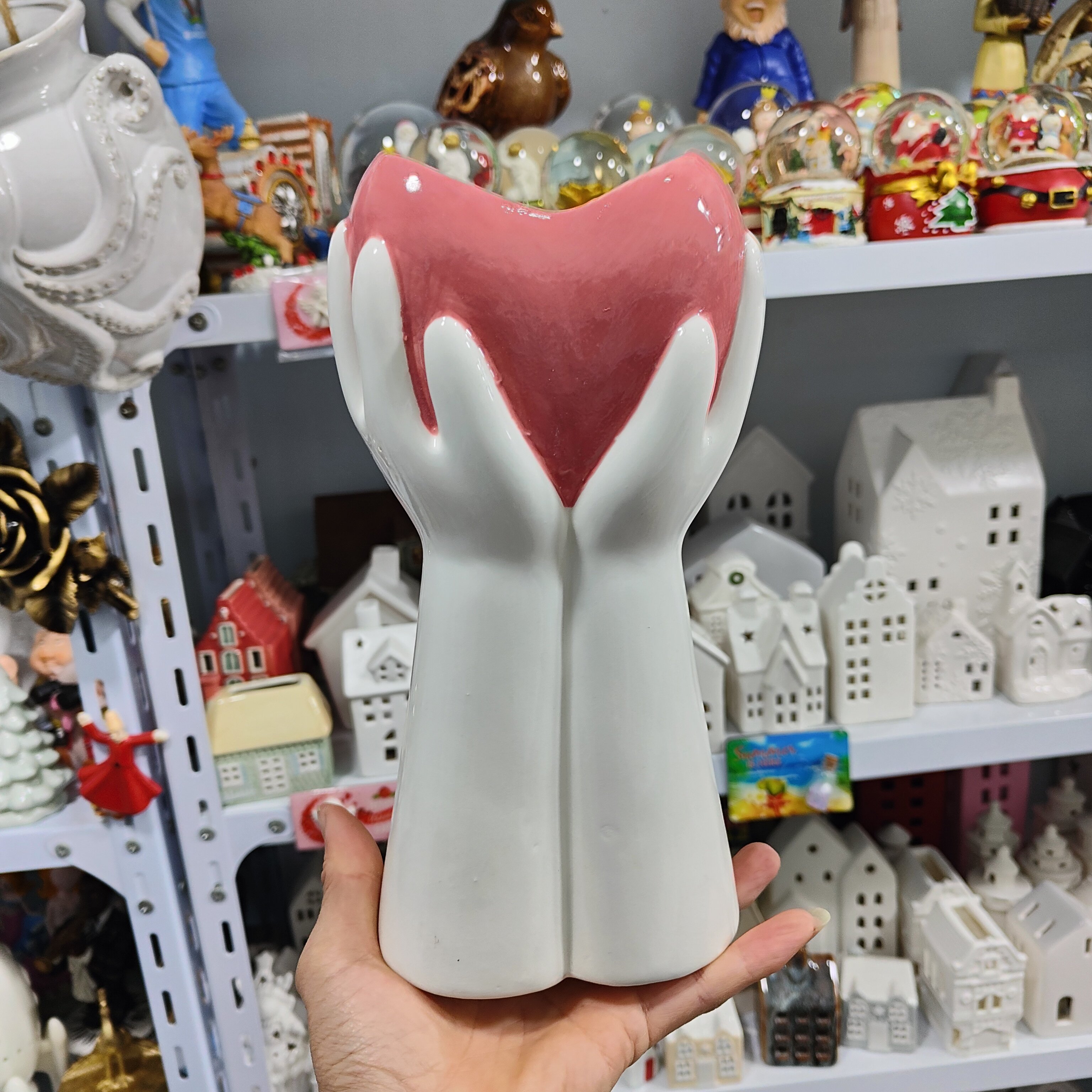 非偏远地区凑满19包邮部分瑕/陶瓷手捧爱心干花瓶约高23,家居饰品,婚庆/商业花艺,淘宝优惠券,粉丝福利购,淘宝优惠卷