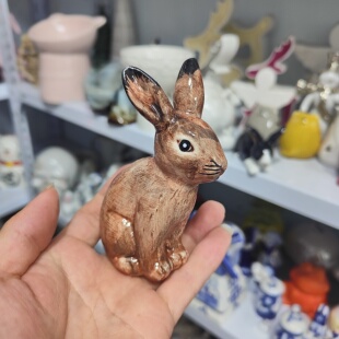 非偏远地区凑满19包邮部分瑕/兔子摆件颜色不均风釉
