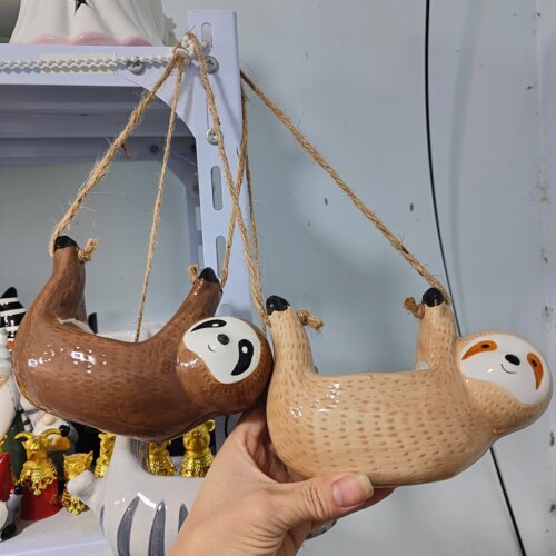 非偏远地区凑满19包邮部分瑕/树懒挂盆缺釉染色凸点