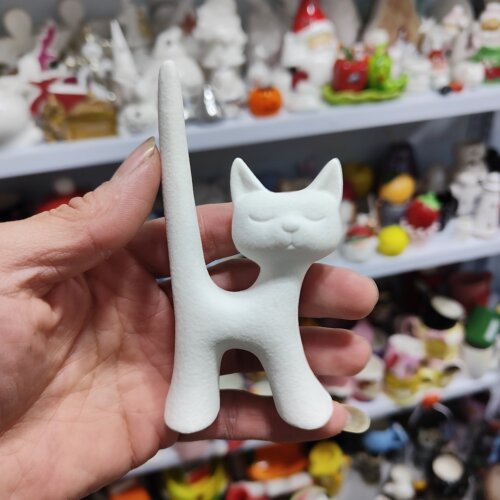非偏远地区凑满19包邮部分瑕/粗陶长尾猫摆件