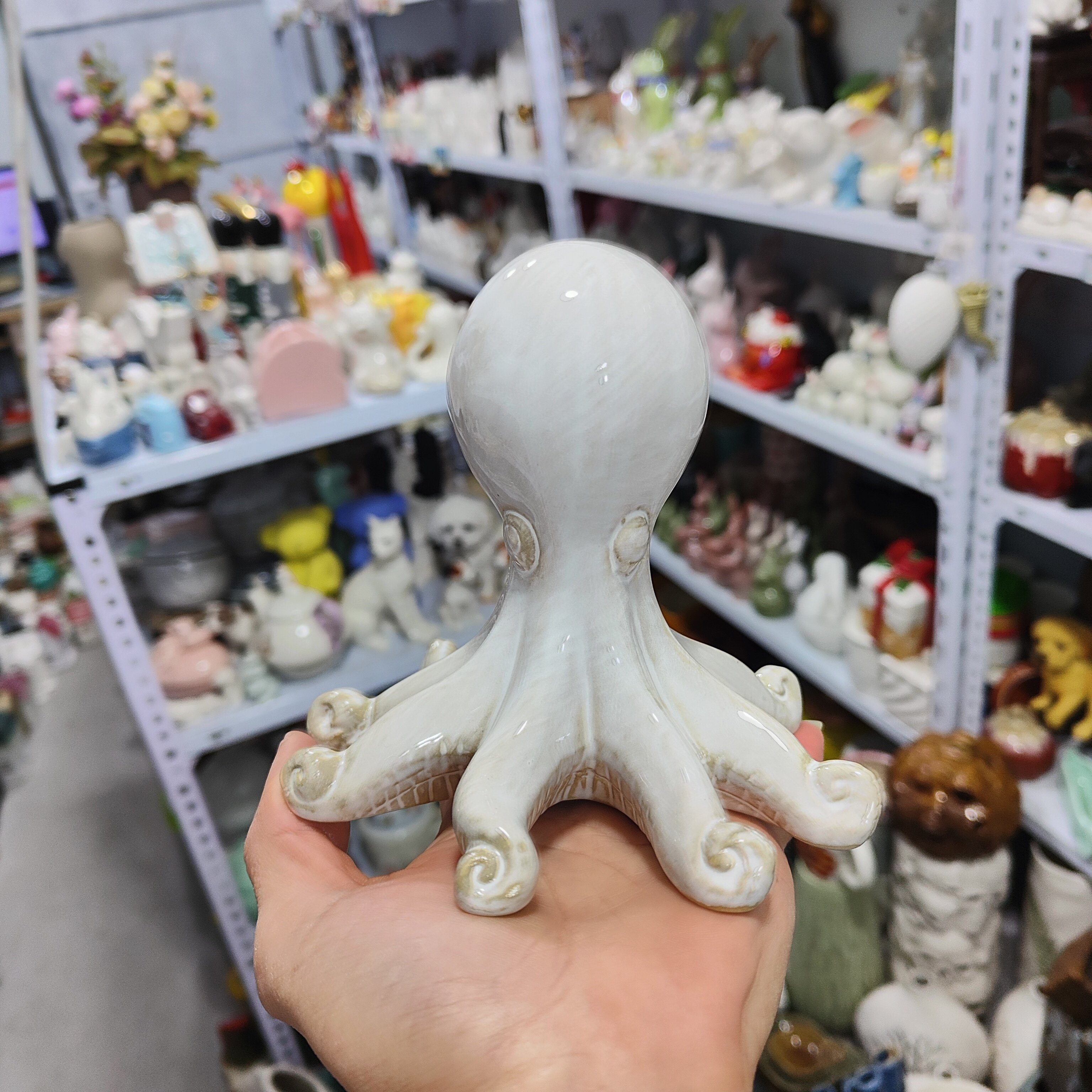 非偏远地区凑满19包邮部分瑕/陶瓷窑变灰章鱼八爪鱼摆件,家居饰品,婚庆/商业花艺,淘宝优惠券,粉丝福利购,淘宝优惠卷