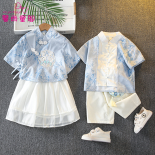 新中式男童汉服夏装2025新款儿童中国风唐装女童古装幼儿园演出服