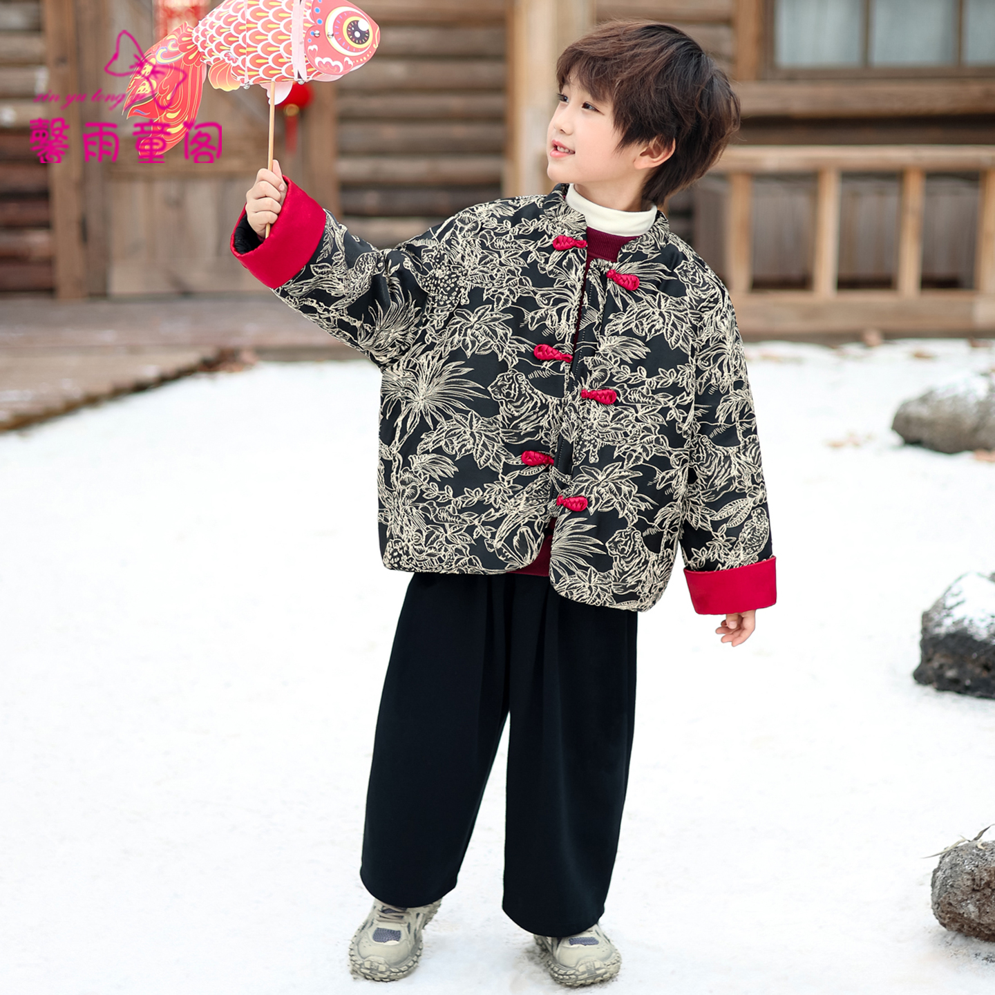新中式男童拜年服国风棉服新年装
