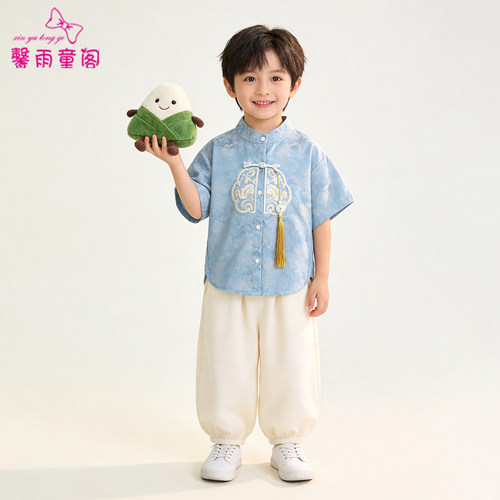 儿童汉服男童国风夏装新中式古装