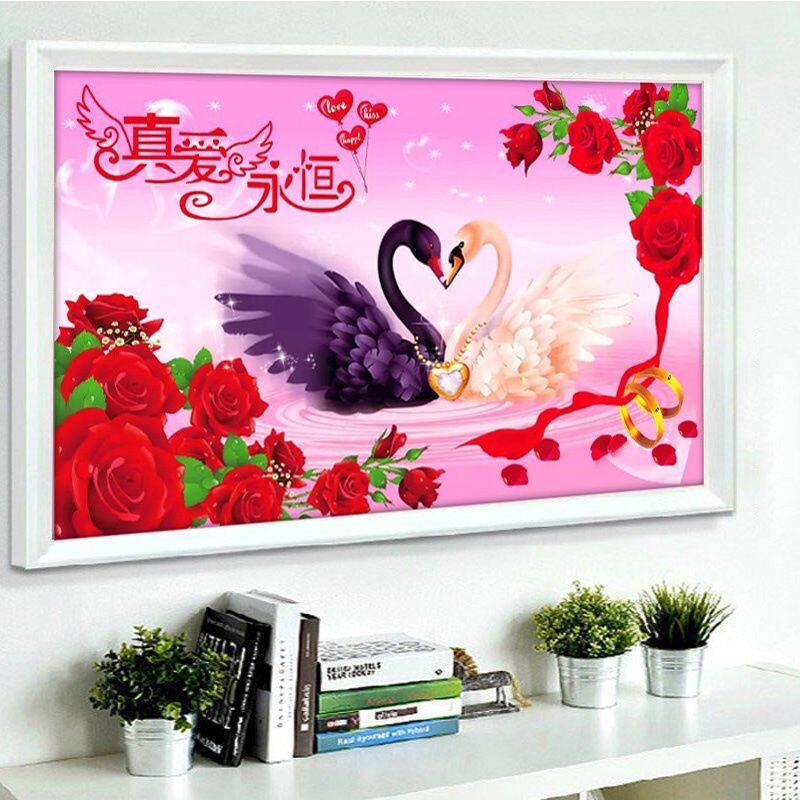 真爱永恒钻石画情侣结婚贴钻十字绣大幅玫瑰花卧室满钻全贴简单款