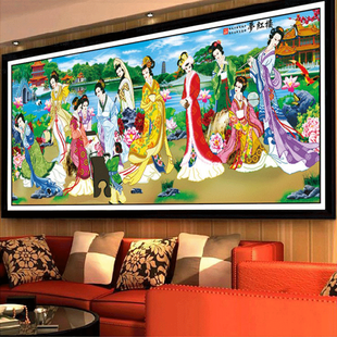 新款5d砖石画满钻红楼梦 琴棋书画十二金钗粘贴钻石十字绣客厅