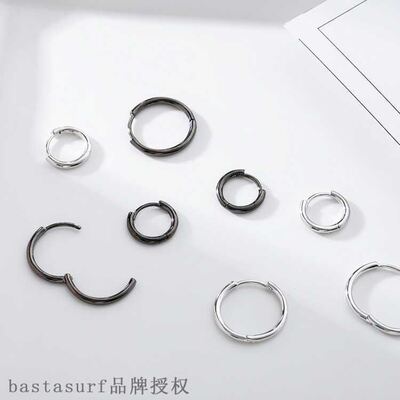 S925 Sterling Silver Solid Circle Earrings for men and wome