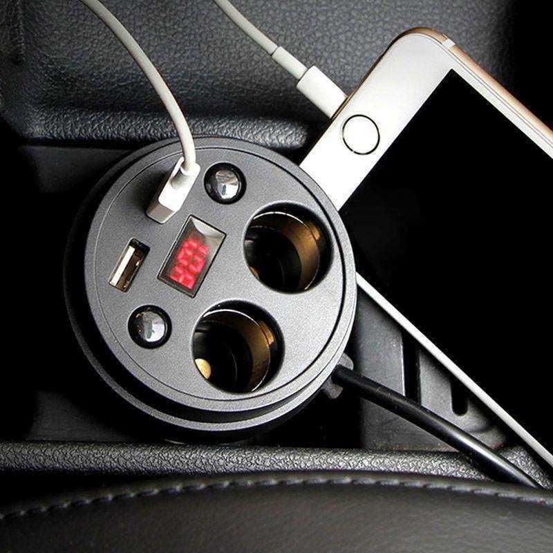 3.1A80W USB Charger Car Adapter With 2 Socket Splitter Ciga