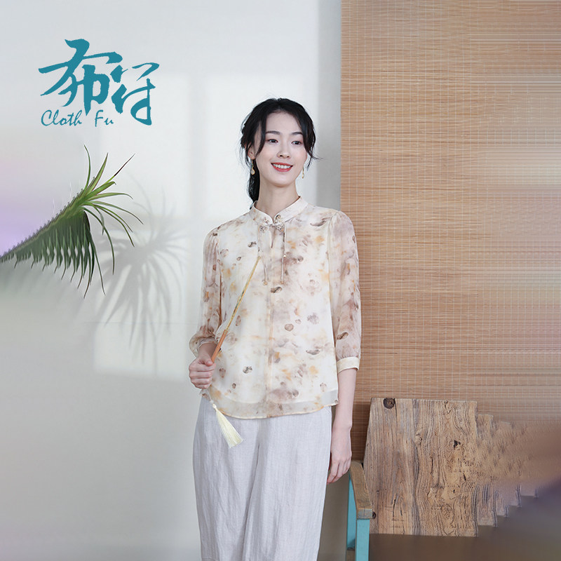 lxqps4旗袍上衣布符桑蚕丝图片
