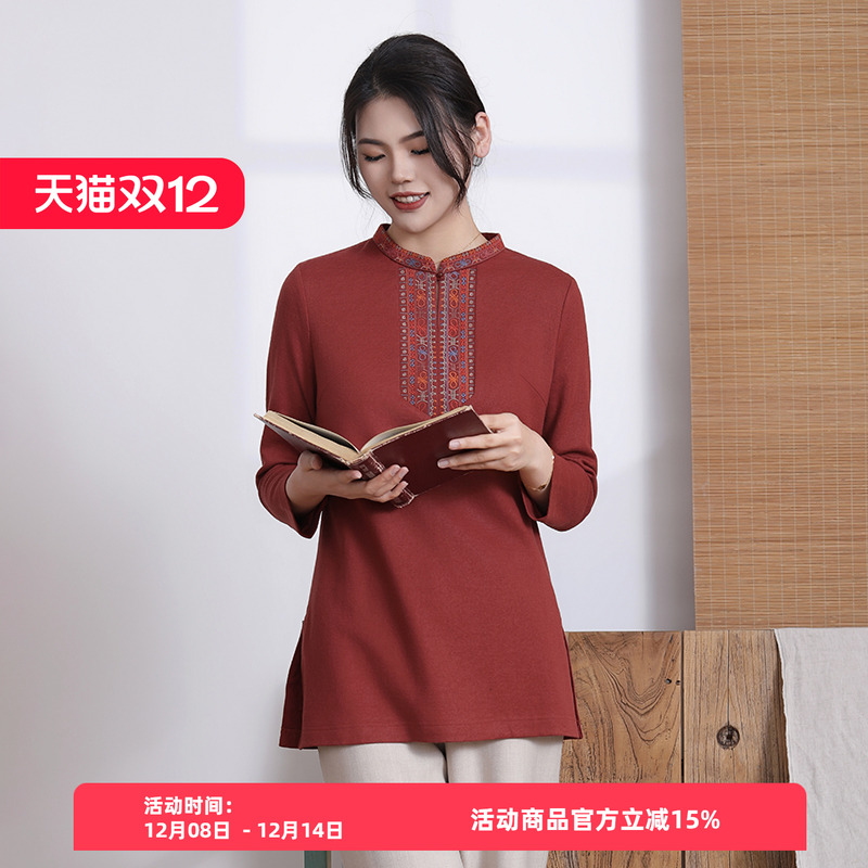 长袖羊毛刺绣布符冬季宽松