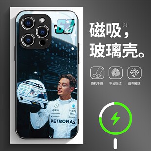 磁吸玻璃手机壳适用苹果17iPhone16plus14Pro15Max13Pro12 11 George Russell乔治·拉塞尔2