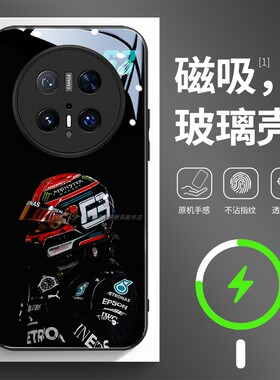 磁吸玻璃手机壳适用华为mate80pura70mate60pro max plus ultra George Russell乔治·拉塞尔黑