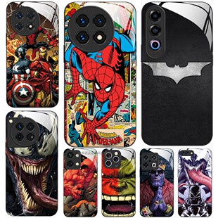 玻璃手机壳适用一加13 12 11 10 9R ACE2 2V 3V5PRO 漫威蜘蛛侠毒液灭霸绿巨人