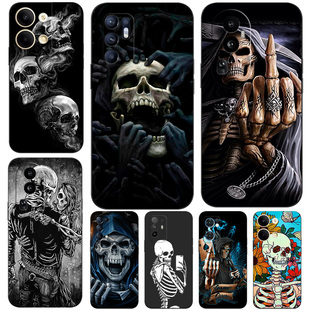 硅胶软手机壳适用OPPO A72 5G RENO14 13 12 11 10 9 8 7 6 5 PRO K PLUS + 骷髅头搞笑