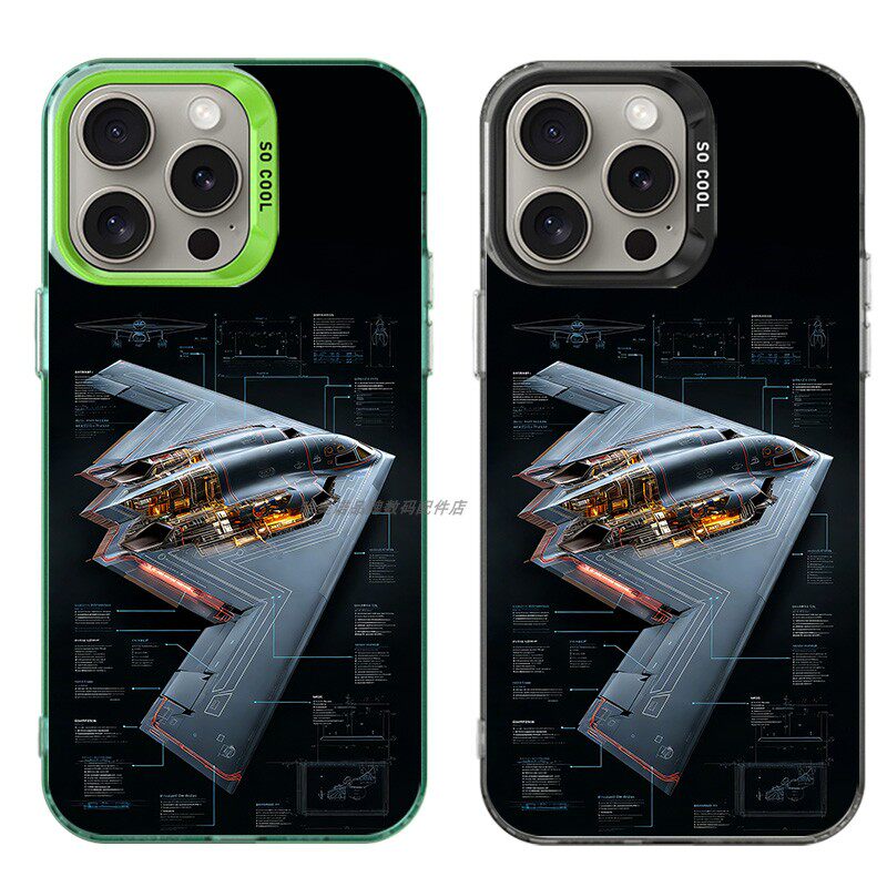 大孔硬壳手机壳适用苹果iPhone17Pro16Max13Pro15XS14XR8X7plus12SE11 美国B2幽灵轰炸机
