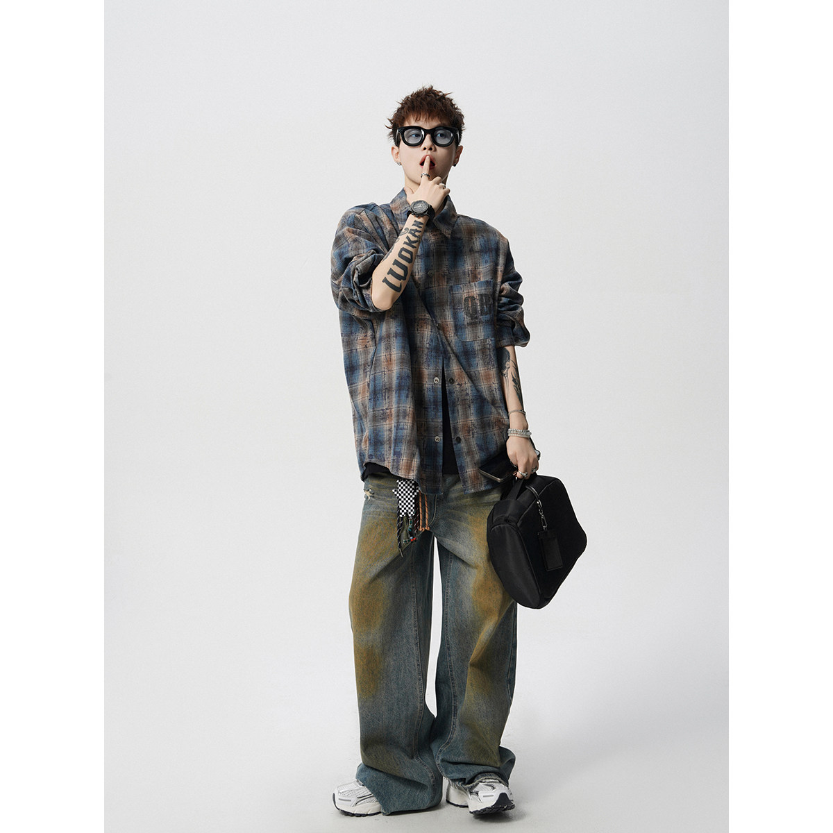 2025新款格子大码长袖衬衫男款春秋宽松休闲百搭潮流衬衣上衣,男装,衬衫,淘宝优惠券,粉丝福利购,淘宝优惠卷