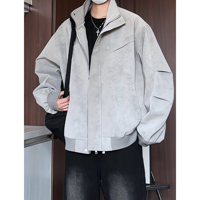 2026春装新款立领皮夹克男皮衣宽松潮外套Men's leather jacket